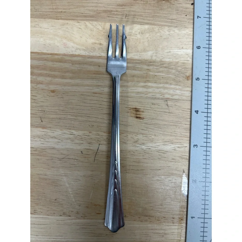Ekco EKS7 Chevron Stainless Steel Flatware Cocktail Seafood Forks Teaspoon 9pcs